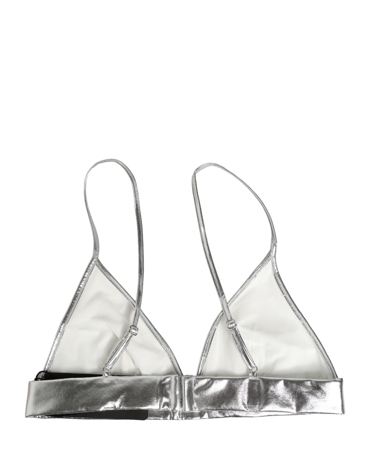 Metallic Silver Sleeveless Bustier Cropped Top