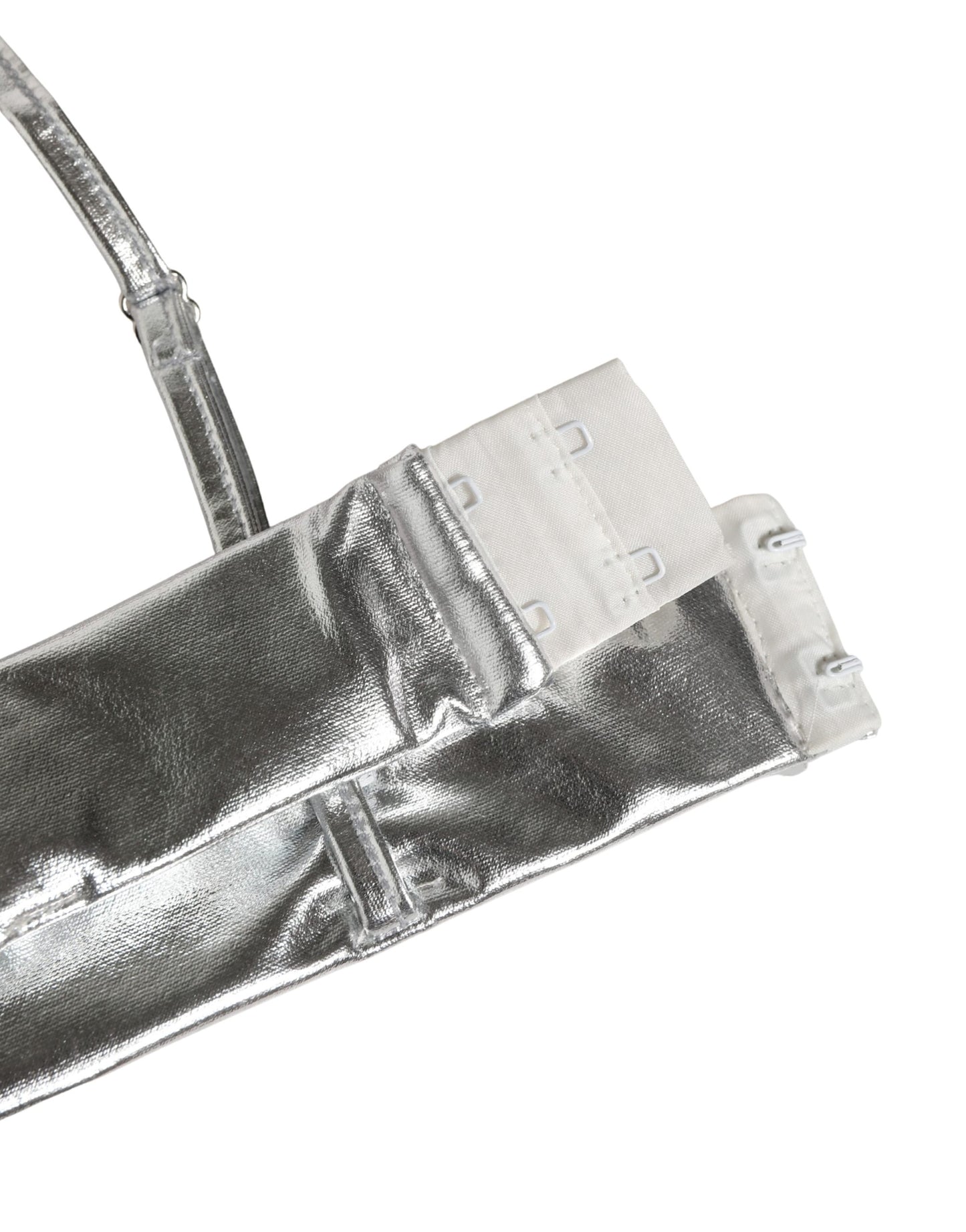 Metallic Silver Sleeveless Bustier Cropped Top