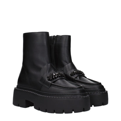 Black Leather Ankle Boots