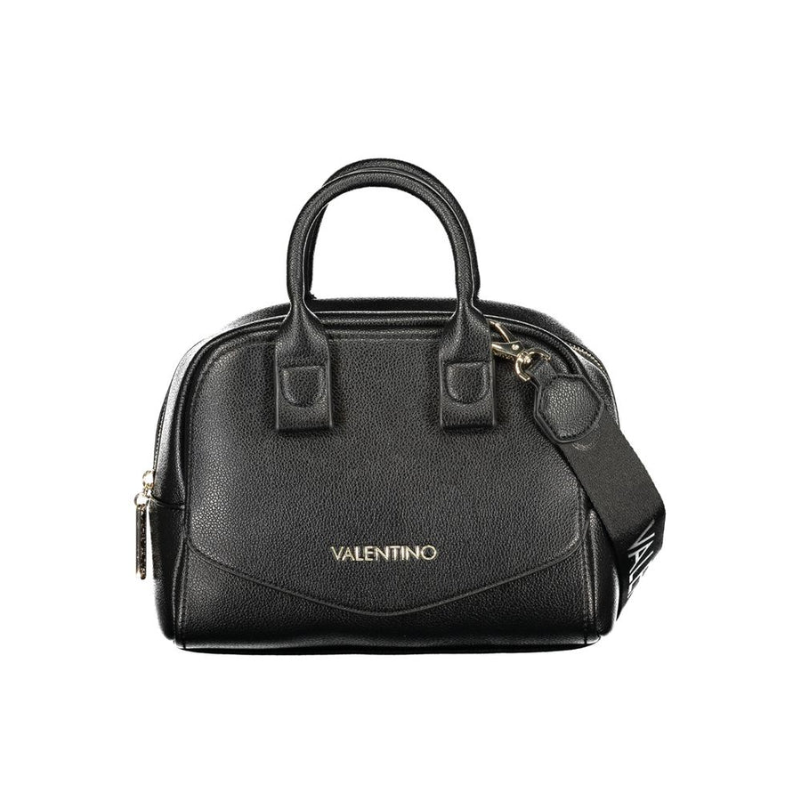 Black Synthetic Leather Women's Bag with Shoulder Strap