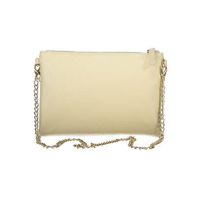 Beige Polyurethane Women's Bag with Removable Chain Shoulder Strap