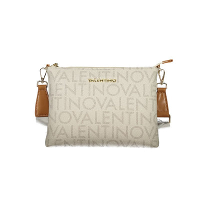 Beige Polyurethane Women's Bag with Zip Closure and Strap