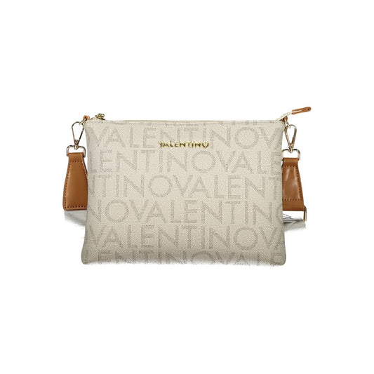 Beige Polyurethane Women's Bag with Zip Closure and Strap