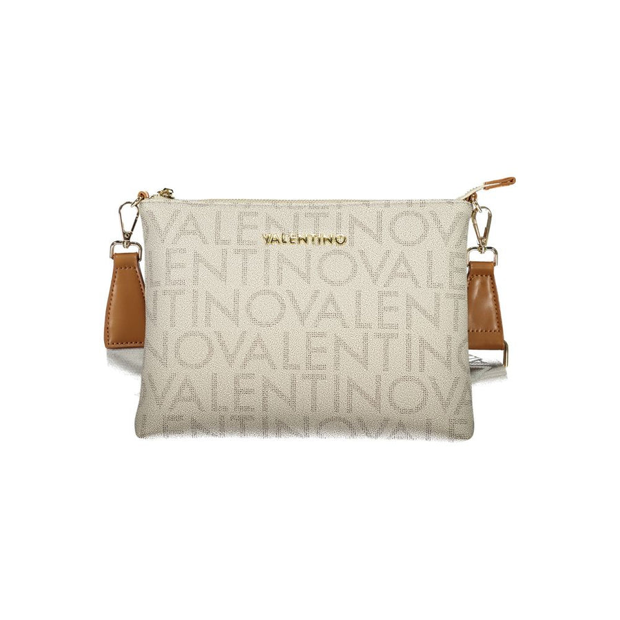Beige Polyurethane Women's Bag with Zip Closure and Strap