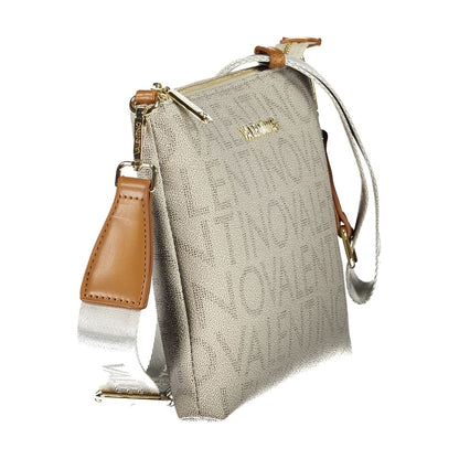 Beige Polyurethane Women's Bag with Zip Closure and Strap