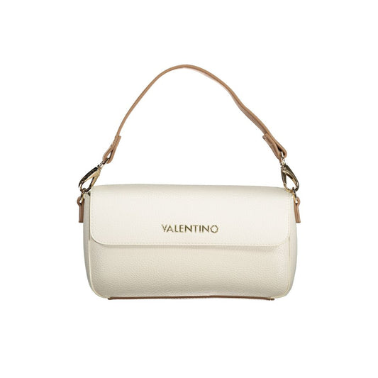 White Polyurethane Woman Bag with Removable Strap and Internal Pocket