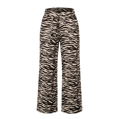 Brown Viscose Casual Pants