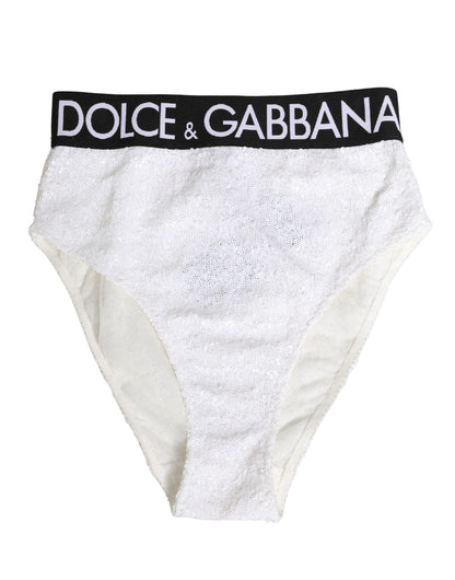 White Black Sequin High Waist Panty Underwear