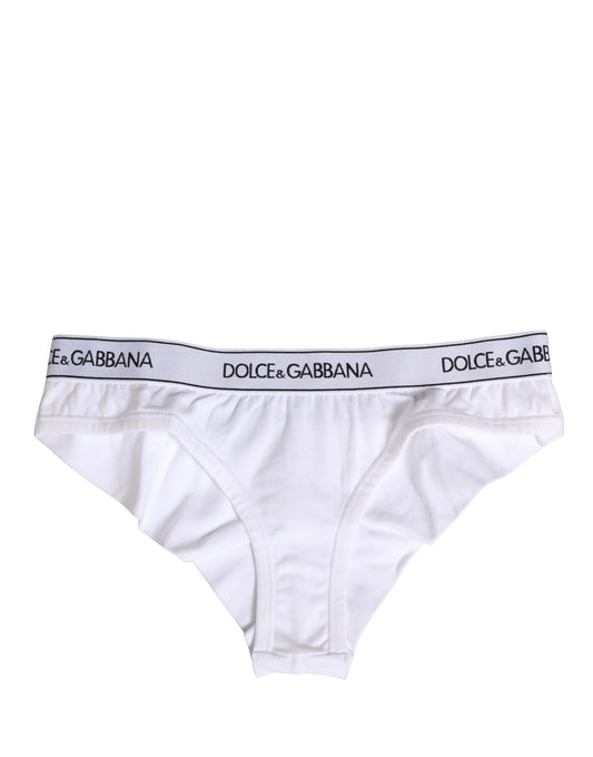 White Cotton Logo Waistband Brief Panty Underwear