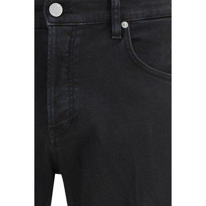 Black Cotton Tapered Jeans