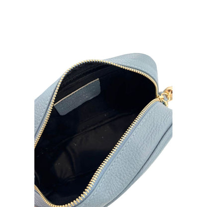 Blue Leather Women Crossbody Bag