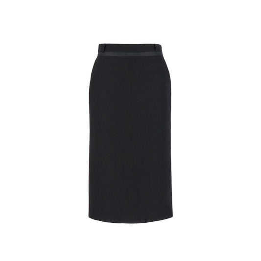 Black Virgin Wool Long Skirt