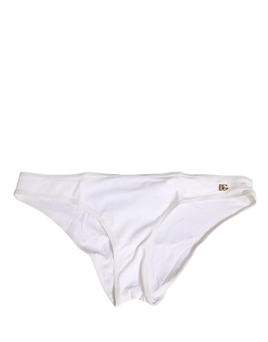 White DG Logo Plaque Bikini Bottom Underwear