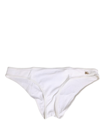 White DG Logo Plaque Bikini Bottom Underwear