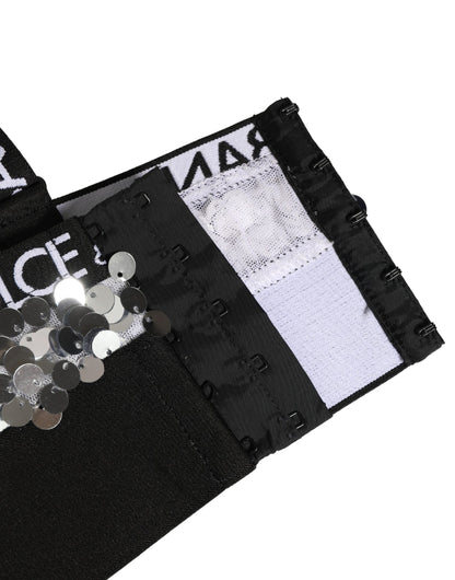 Silver Sequined Triangle Soft Cup Bra Underwear