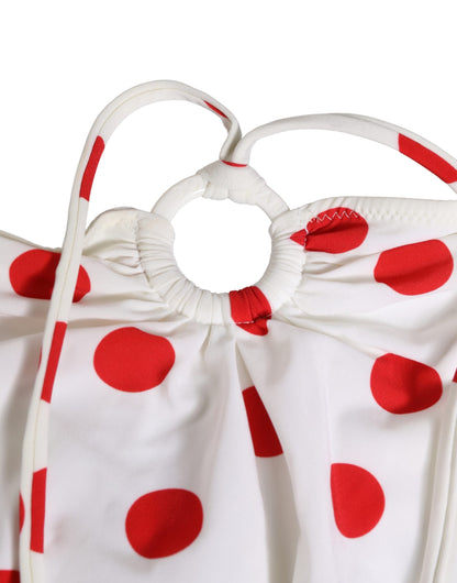 White Polka Dot One-Piece Swimsuit Swimwear