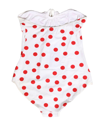 White Polka Dot One-Piece Swimsuit Swimwear