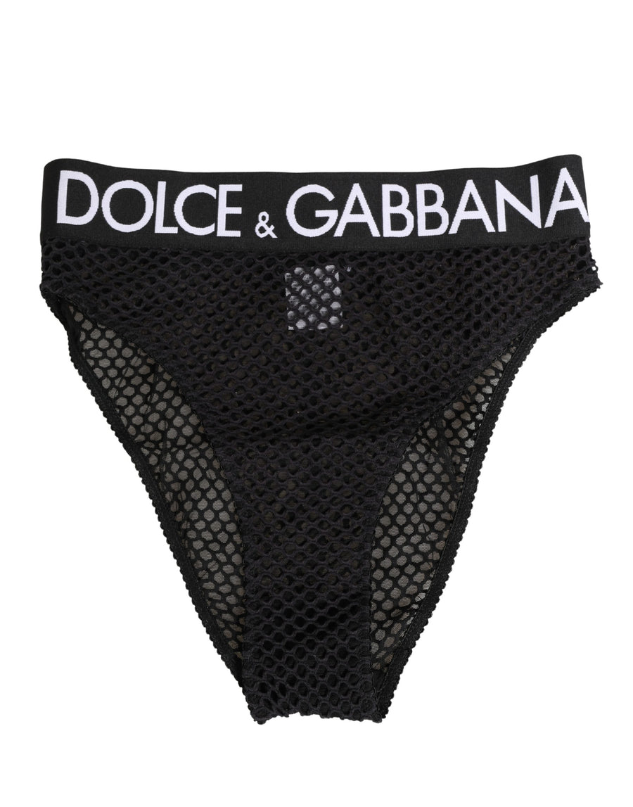 Black Cotton Mesh High Brief Panty Underwear