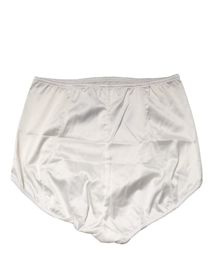 White Silk Blend High Waist Girdle Panty Underwear