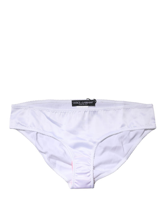 White Silk Stretch Mid Waist Brief Panty Underwear