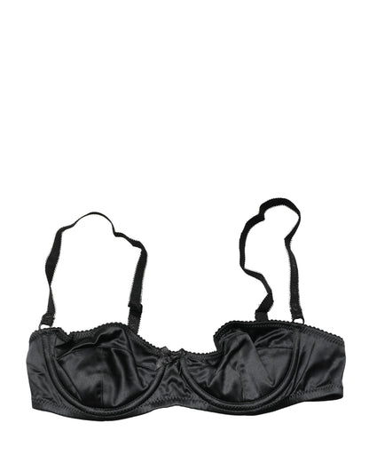 Black Semi-Pad Underwire Balconette Bra Underwear