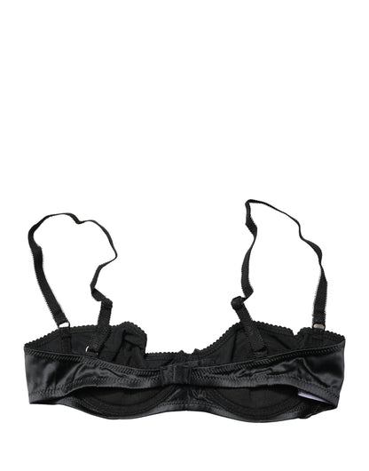 Black Semi-Pad Underwire Balconette Bra Underwear