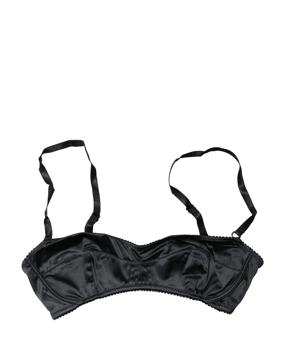 Black Semi-Pad Underwire Balconette Bra Underwear