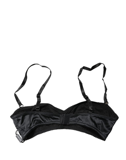 Black Semi-Pad Underwire Balconette Bra Underwear
