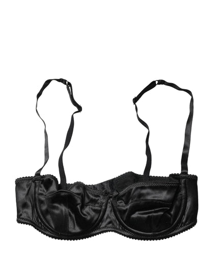Black Semi-Pad Underwire Balconette Bra Underwear