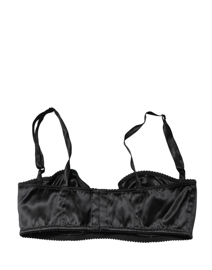 Black Semi-Pad Underwire Balconette Bra Underwear