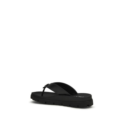 Black Calf Leather Bos Taurus Flip-Flop Sandals
