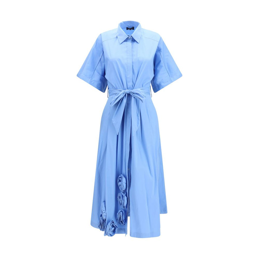 Blue Cotton Casual Dress