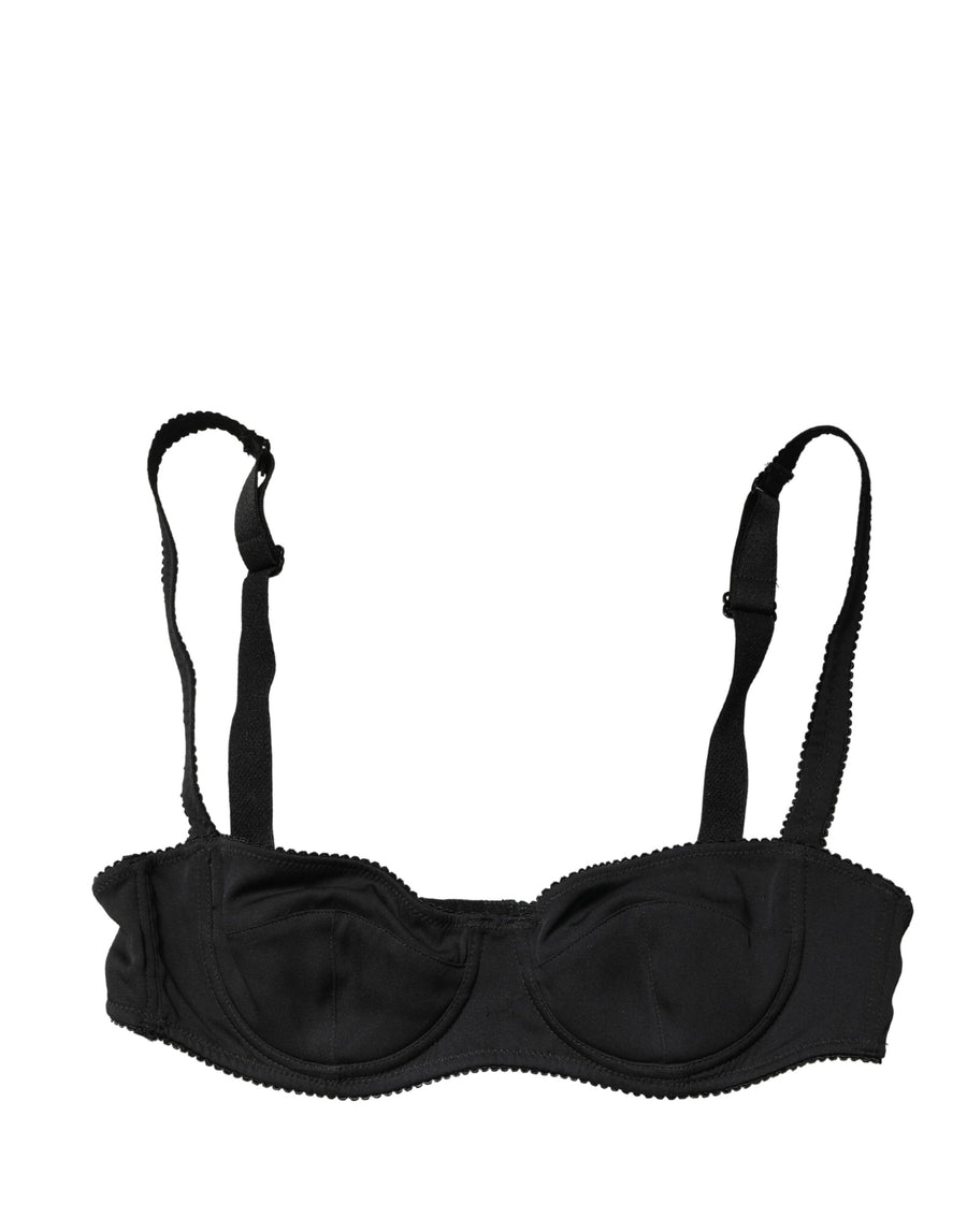 Black Semi-Pad Underwire Balconette Bra Underwear