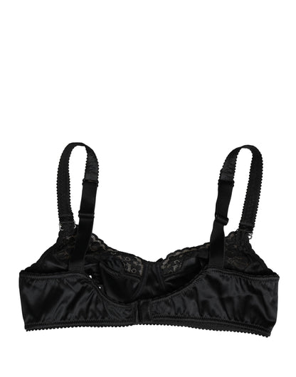 Black Semi-Pad Underwire Balconette Bra Underwear