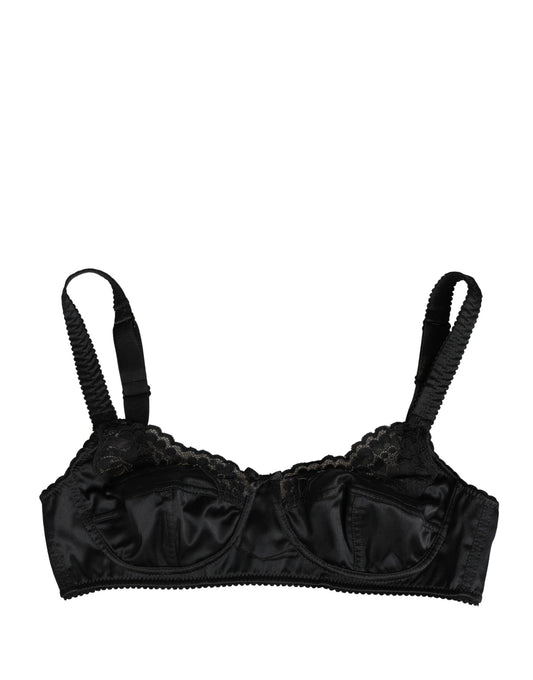 Black Semi-Pad Underwire Balconette Bra Underwear