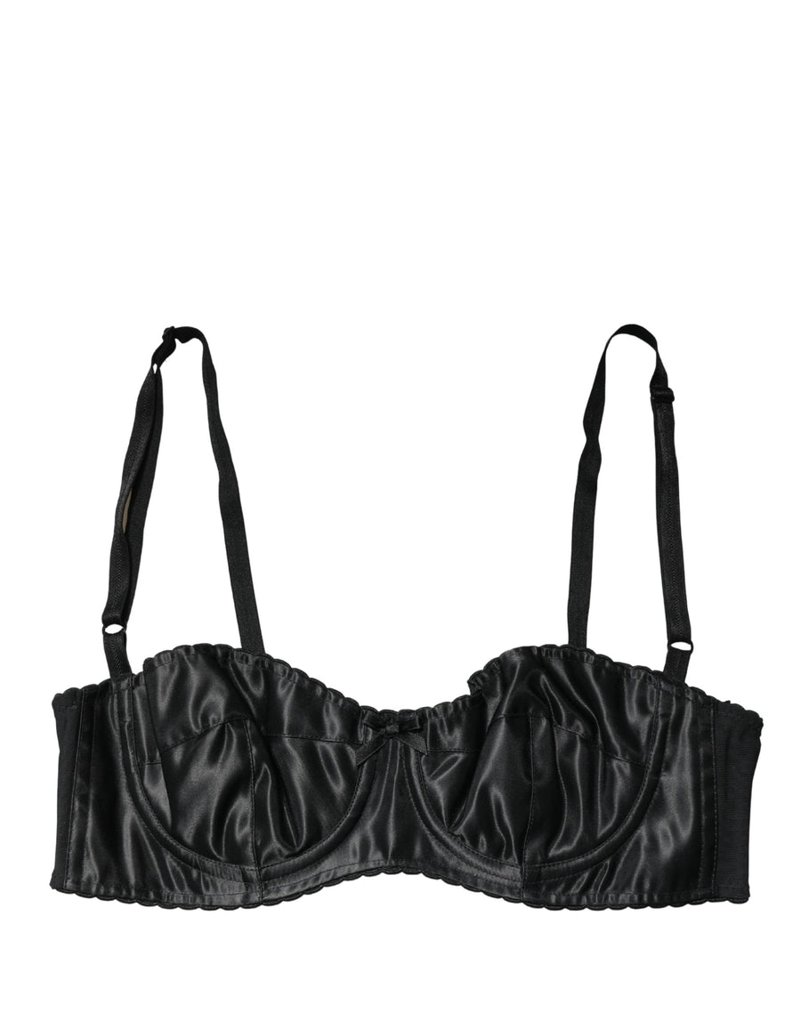 Black Semi-Pad Underwire Balconette Bra Underwear