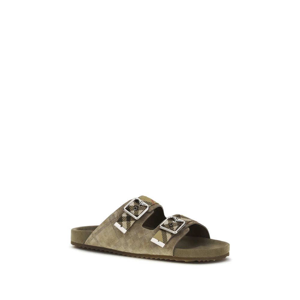 Beige Calf Leather Bos Taurus Flat Sandals