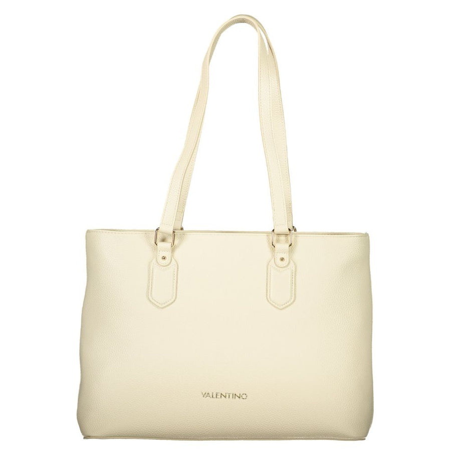 Beige Polyurethane Women's Shoulder Bag with Internal Pocket