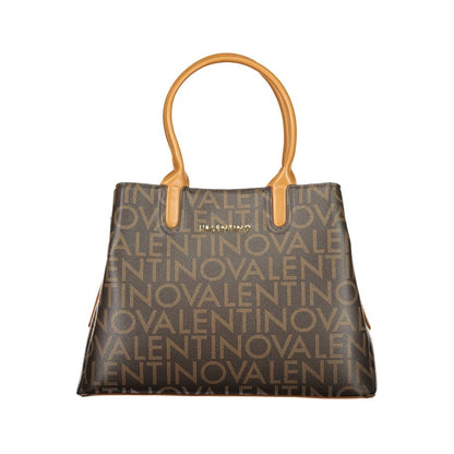 Brown Polyurethane Women's Bag With Handles