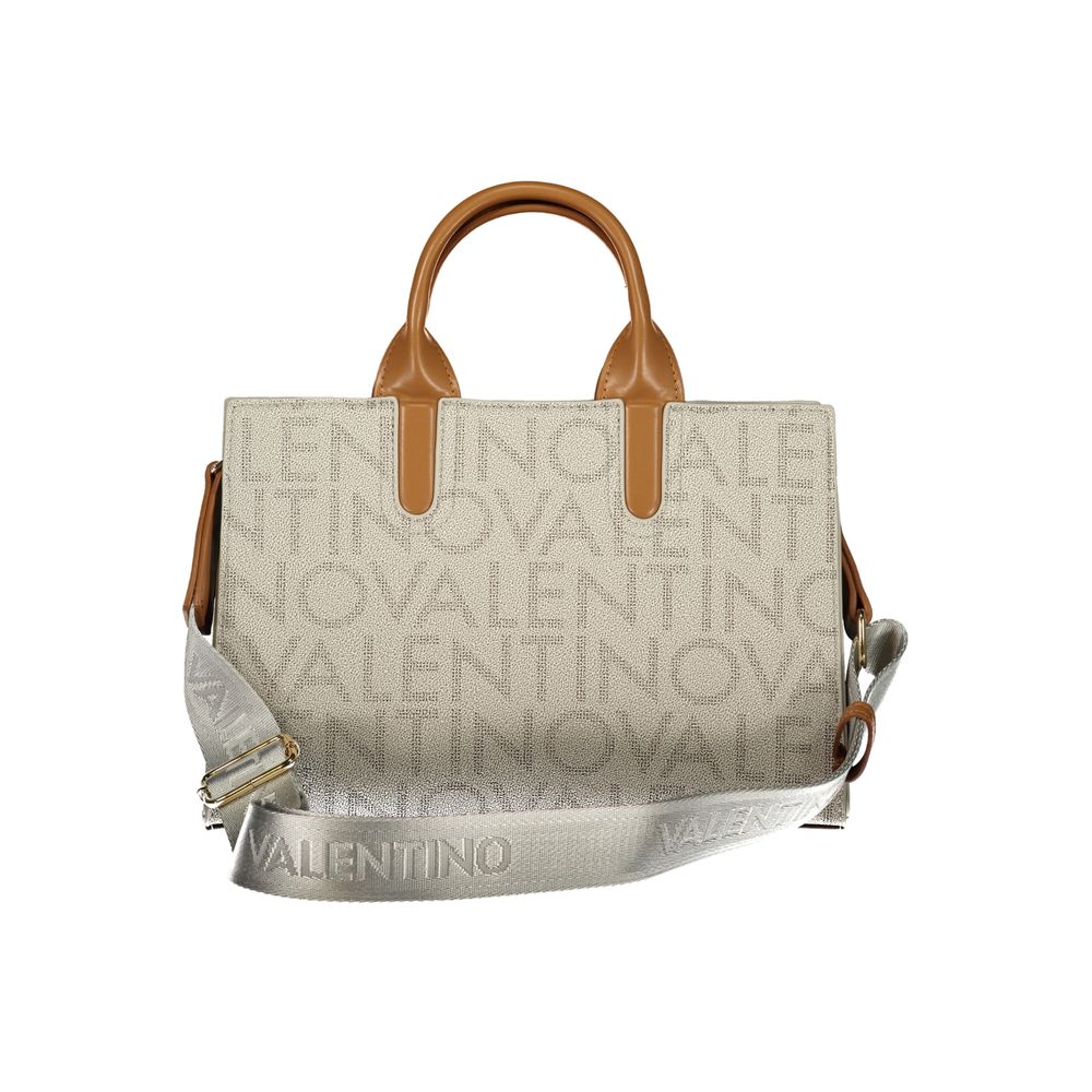 Beige Polyurethane Women's Bag with Handles and Pocket