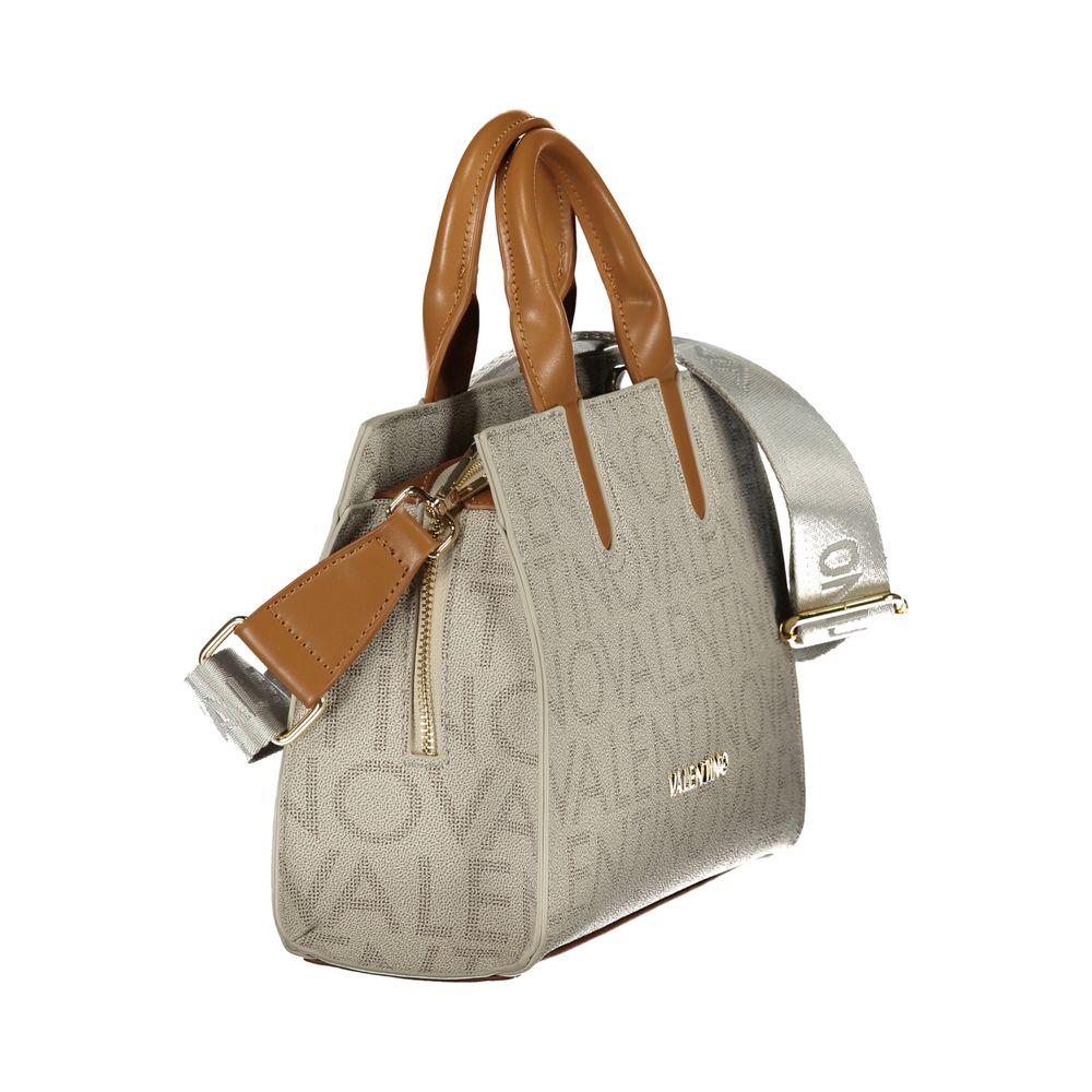 Beige Polyurethane Women's Bag with Handles and Pocket
