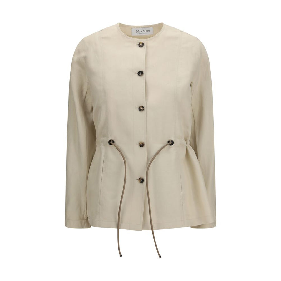 Beige Linen Full-Length Jacket