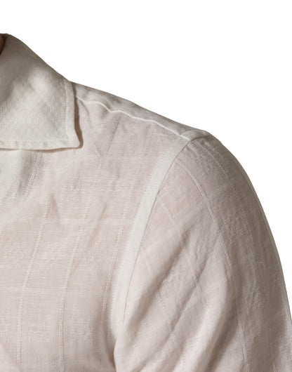 White Linen Short Sleeves Button Down Shirt