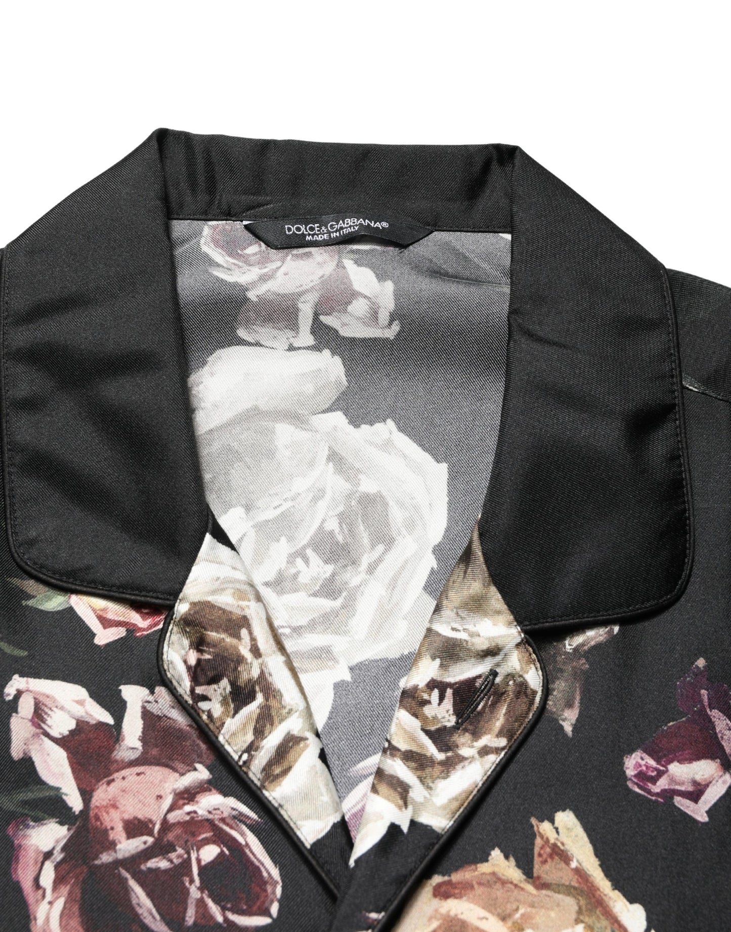 Black Floral Print Long Sleeves Casual Shirt