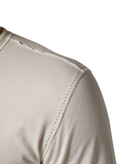 White Long Sleeves Henley Pullover Sweater