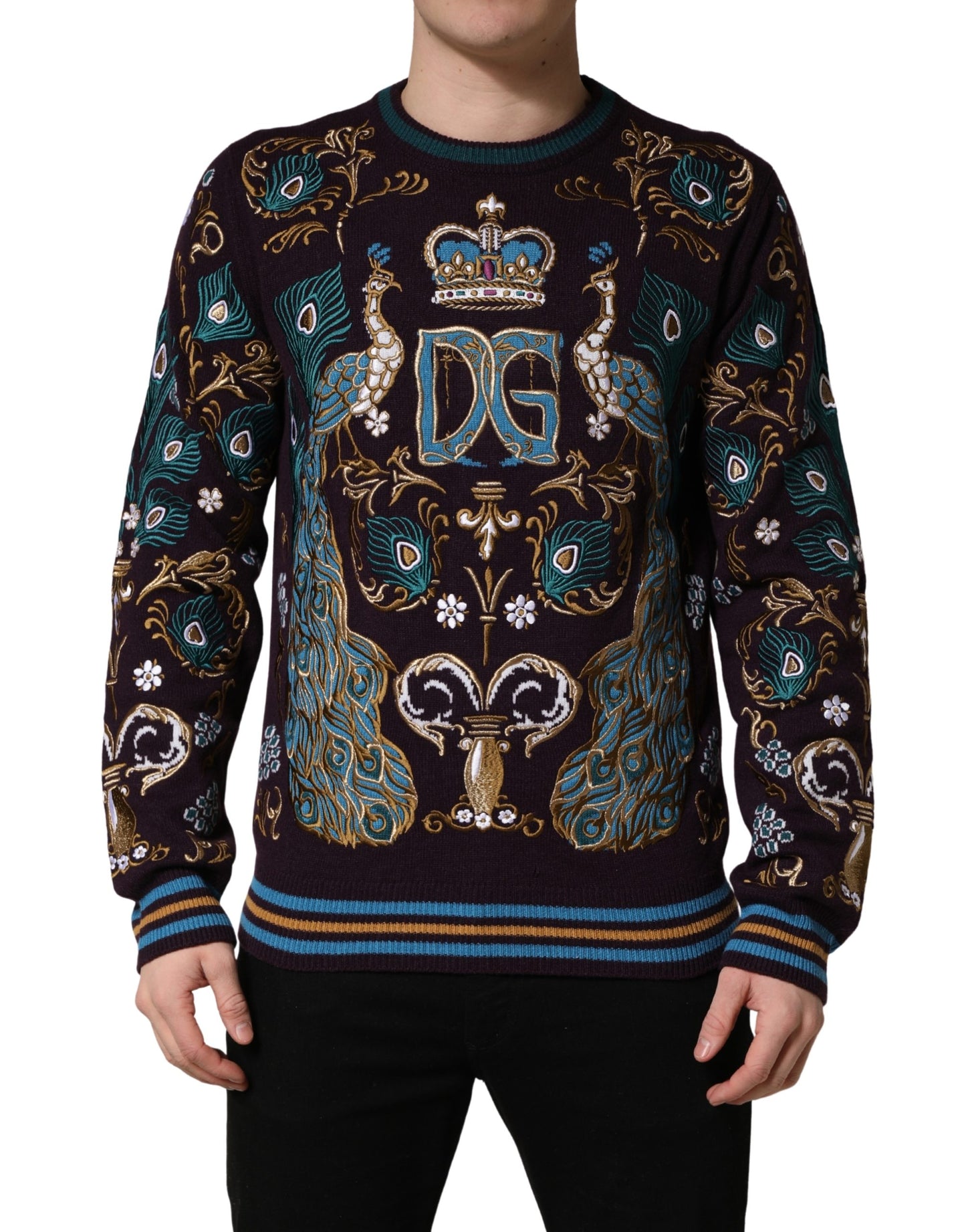 Bordeaux Cashmere Crown Embroidered Sweater