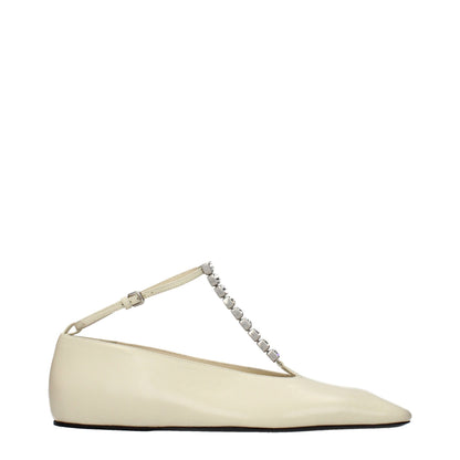 Beige Leather Ballet Flats