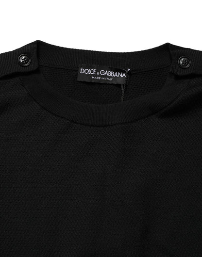 Black Crew Neck Long Sleeve Pullover Sweater