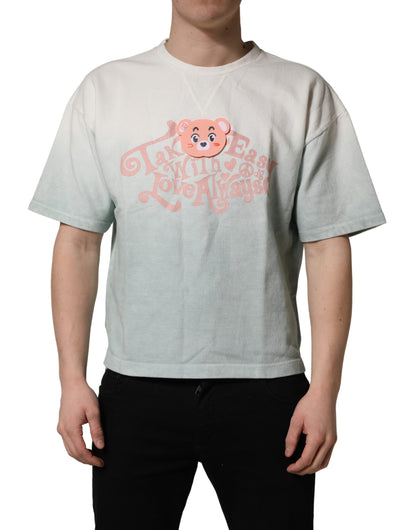 Green Tie-Dye Graphic Print Cotton Crewneck  T-shirt