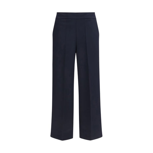 Blue Polyester Casual Pants
